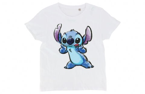 T-shirt Enfant Bio - Stitch - Taille 8 Ans - Blanc